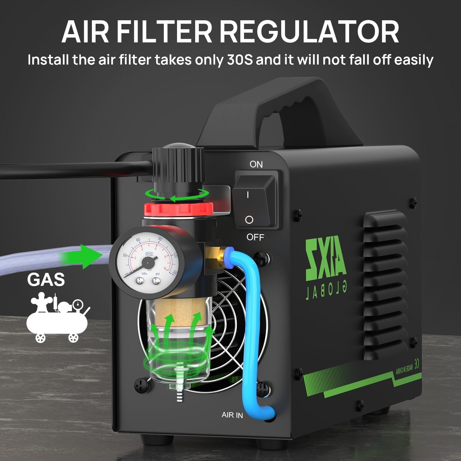 Air filter regulator installation for AIXZGLOBAL AIC45II Plasma Cutter