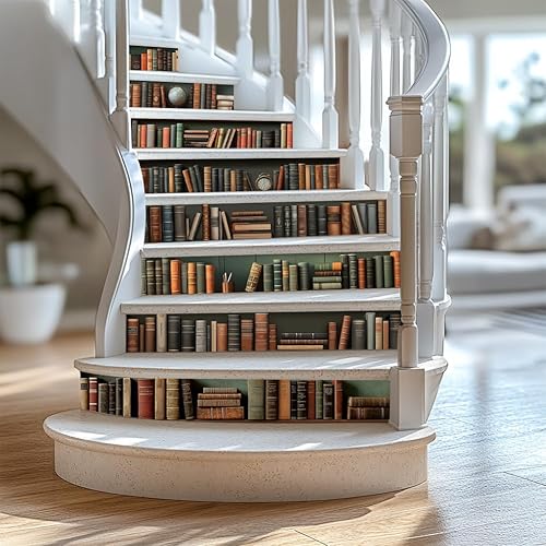 Miniatura 21 de PLIGREAT 15 tiras de calcomanías de Navidad para escaleras, despegar y pegar pájaros, árbol de Navidad, calcomanías para escalones de 7.1 x 39 Rojo,