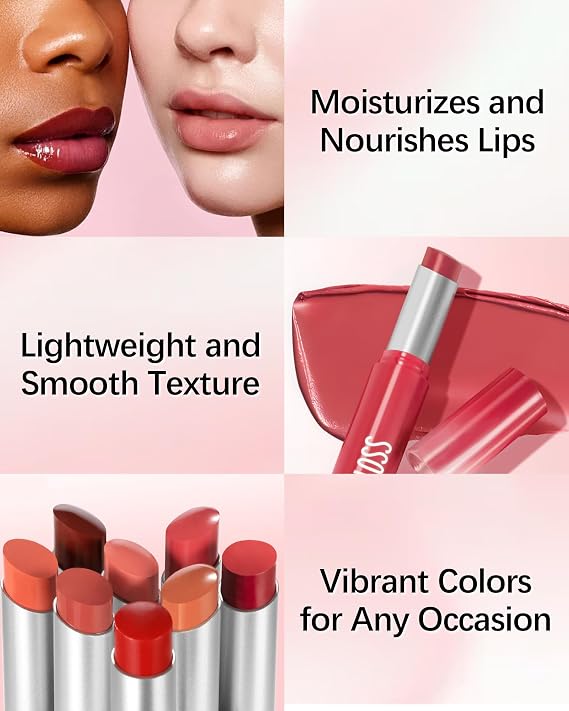 Cherry Red Lipstick Tinted Lip Balm, Sheer Shine Lipstick for Older Women