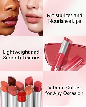 Cherry Red Lipstick Tinted Lip Balm, Sheer Shine Lipstick for Older Women