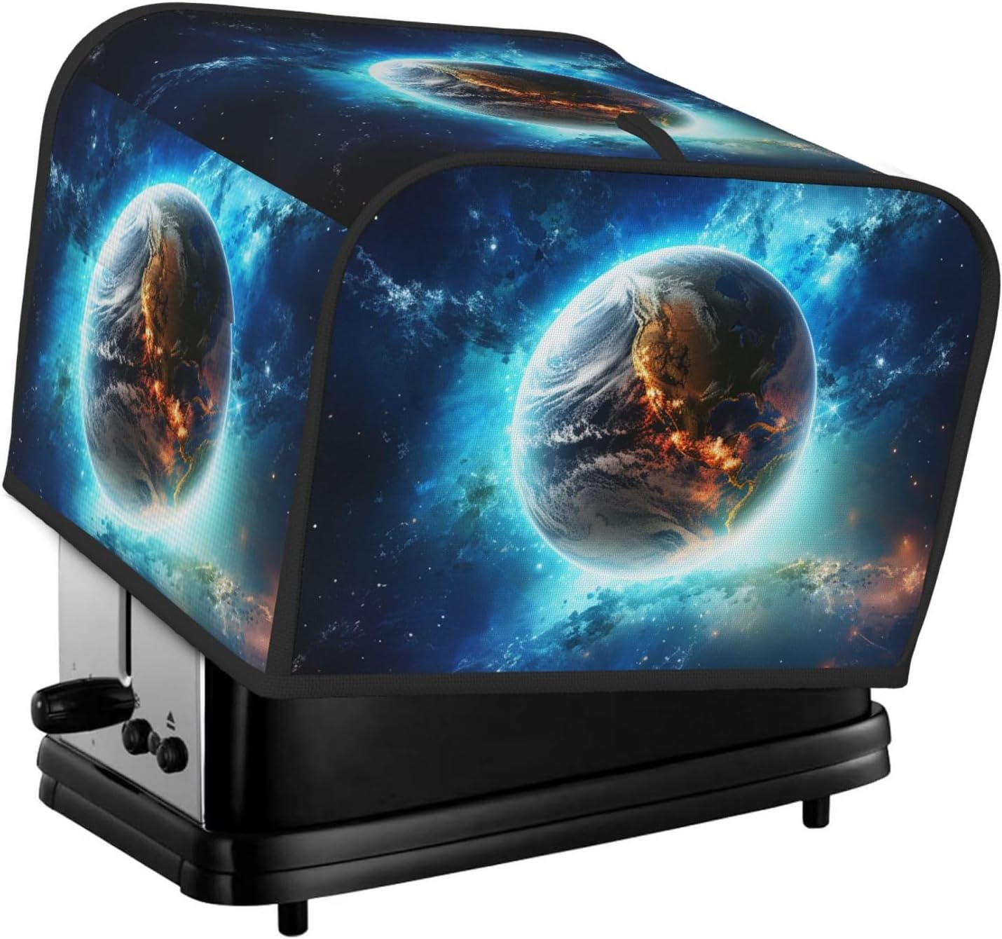 Blue Earth In The Space Toaster Cover 4 slice Kitchen Small Appliance Covers with Pockets Toaster Dust Cover with Top Handle Oven Cover Washable Universal Bread Maker Cover for Kitchen