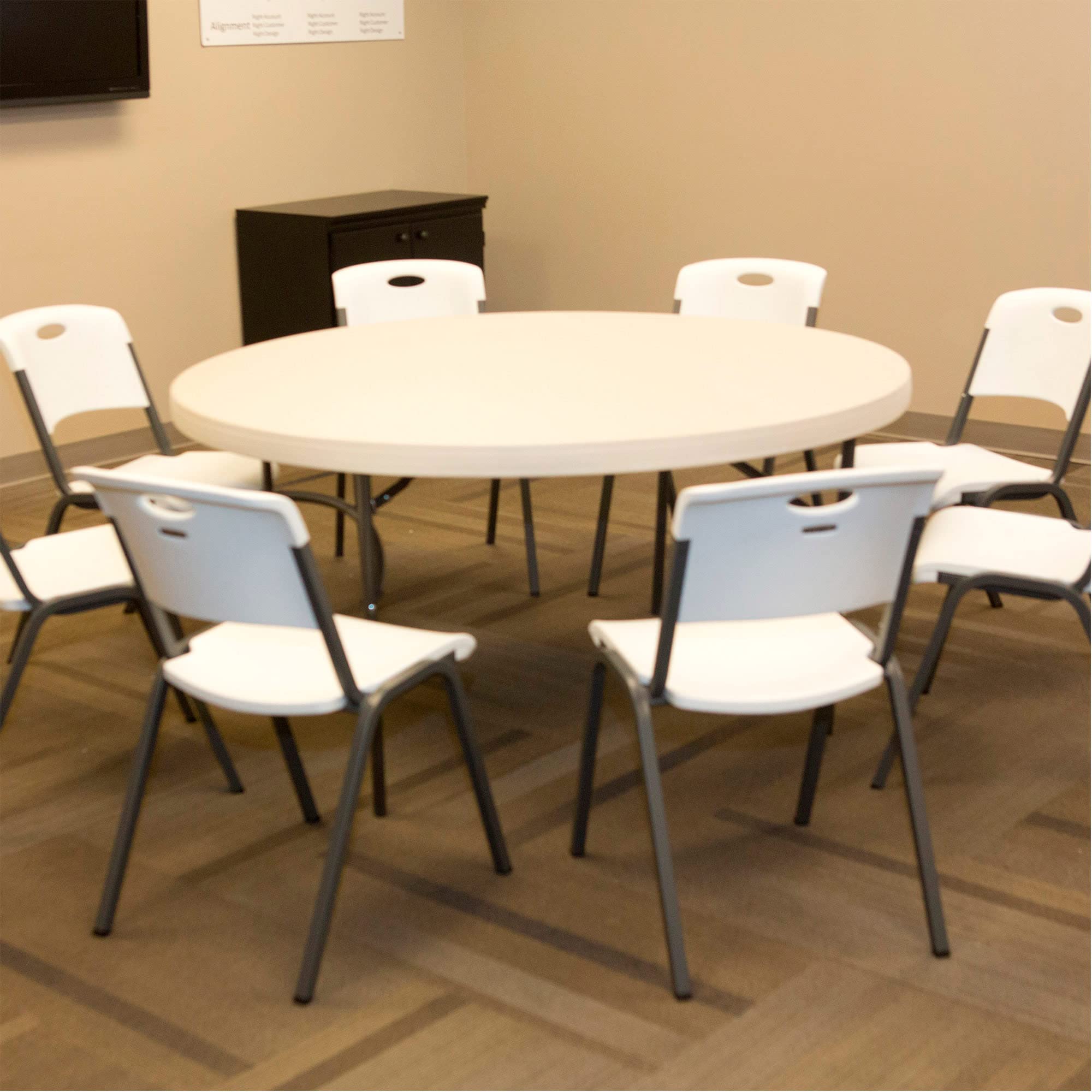 Lifetime 92116 - Mesa Plegable portátil Redonda Catering Ultrarresistente | Medidas Ø152 cm, Altura: 74 cm | Peso 22 kg, Duradera y Resistente | Capacidad 8 Personas