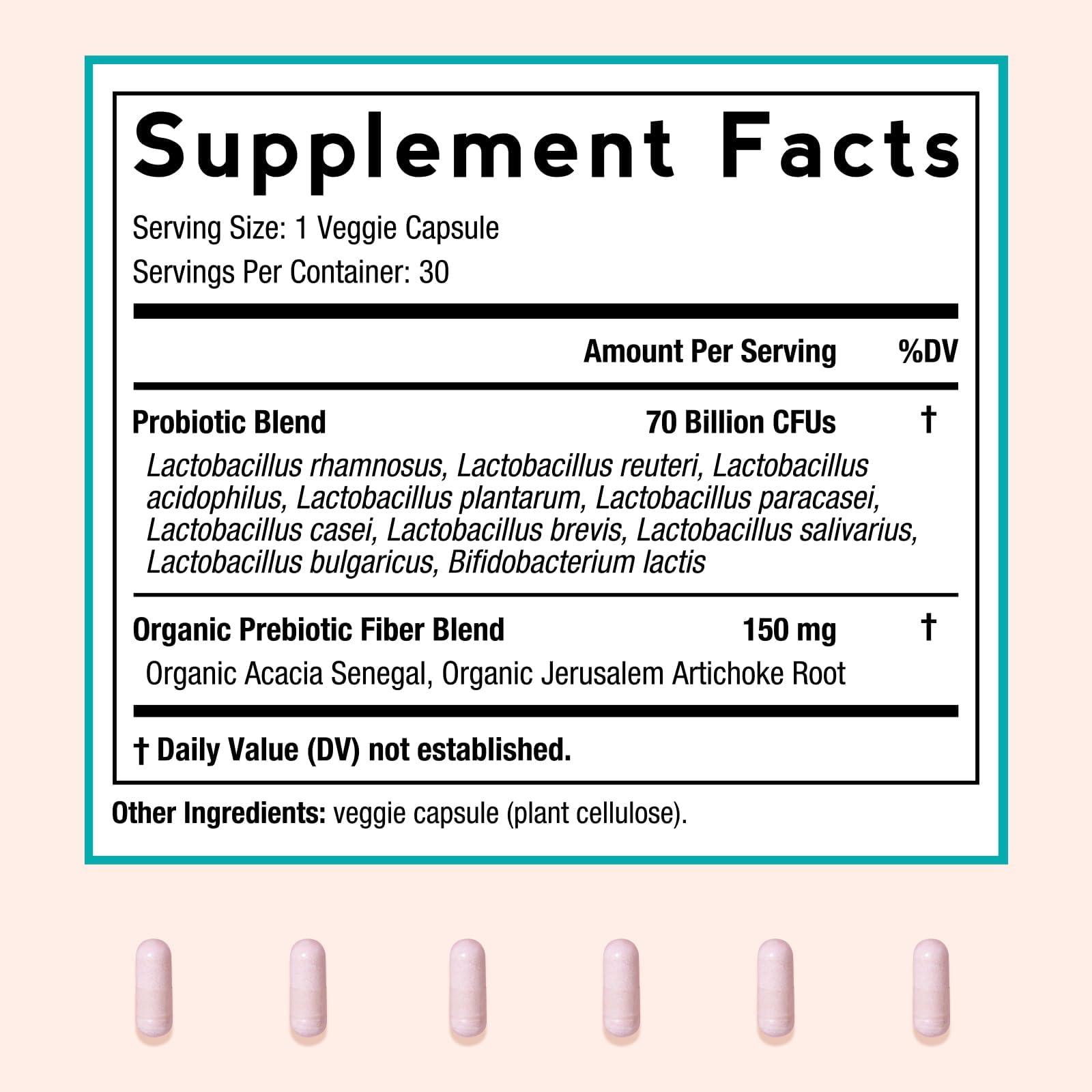 Doctor's Recipes Probiotics for Women, Organic Prebiotics and Probiotics, 70 Billion CFU, 10 Strains, Shelf Stable, 30 Capsules — Amazon image 4