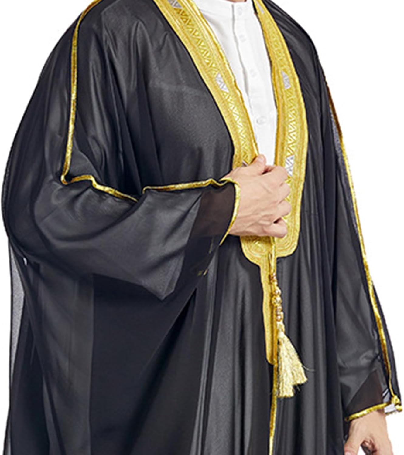 zhxinashu Thobe for Men Long Sleeve Kaftan Loose Robe Muslim Men costume