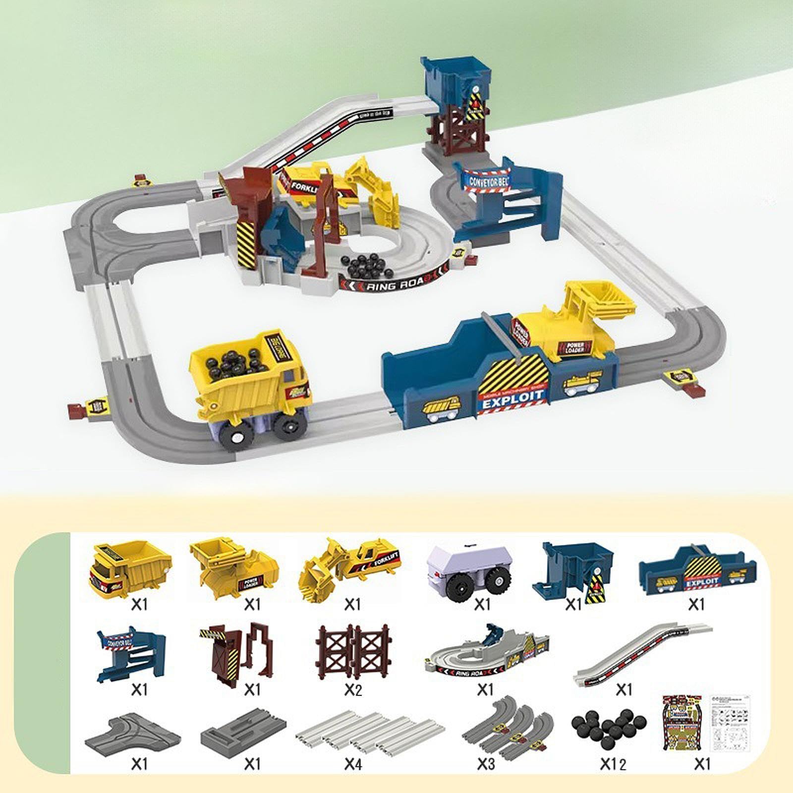 Tren para Juegos de Ingeniería con Pista de Carreras Y Vagones.
