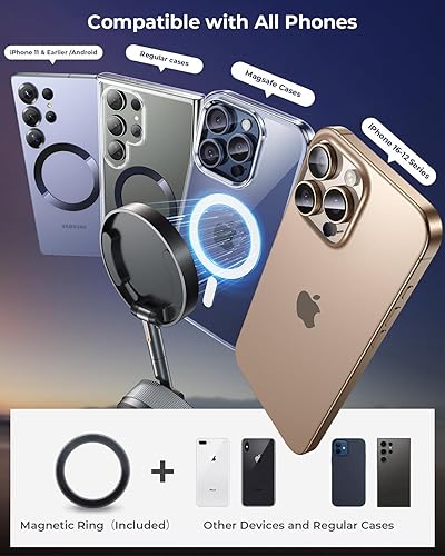 Miniatura 9 de Soporte magnético al vacío para teléfono 89 libras de succión más fuerte y 24 x N55 ultra magnético Soporte de teléfono ajustable de 360 para