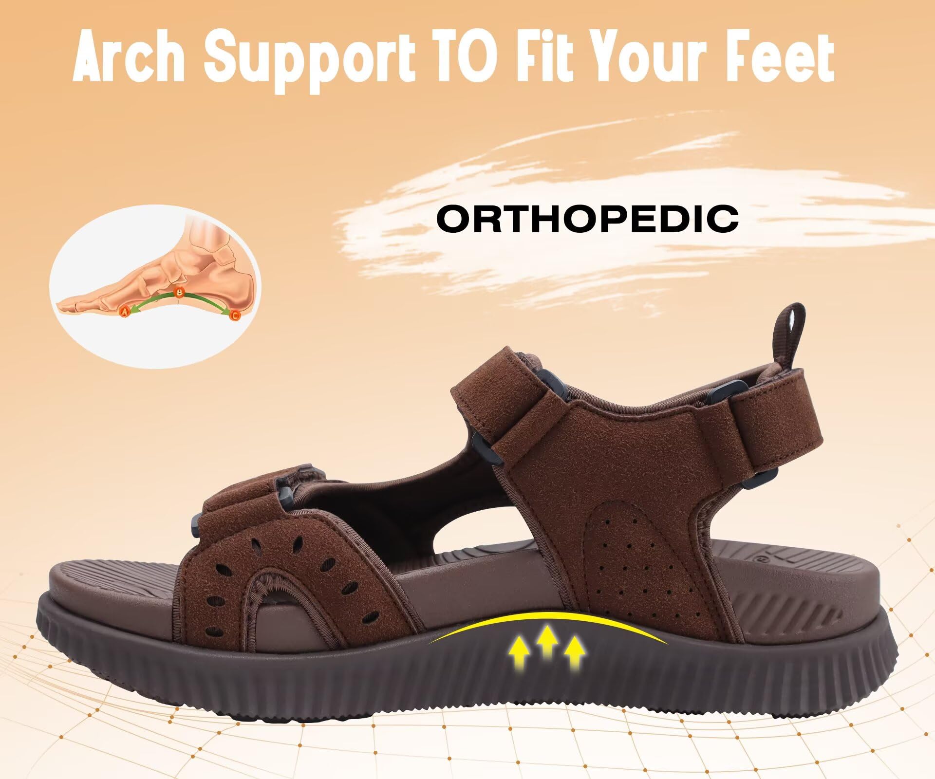 KuaiLu Sandales de Randonnée Hommes Confortable Orthopédique Récupération Trekking Sandals avec Soutien de Voûte Plantaire Extérieur Été Casual Plage Épais Coussin Sport Chaussures