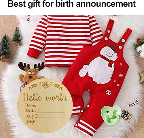 Miniatura 10 de Letrero de anuncio de nacimiento de 6 pulgadas con texto en inglés Hello World para recién nacido, letrero de anuncio de bienvenida para baby shower