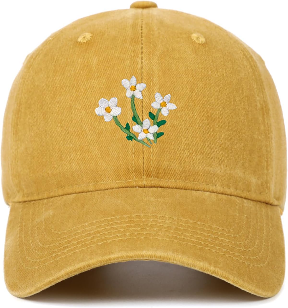 Women's Vintage Floral Hat Wash Cotton Adjustable Dad Embroidered Baseball Cap for Men