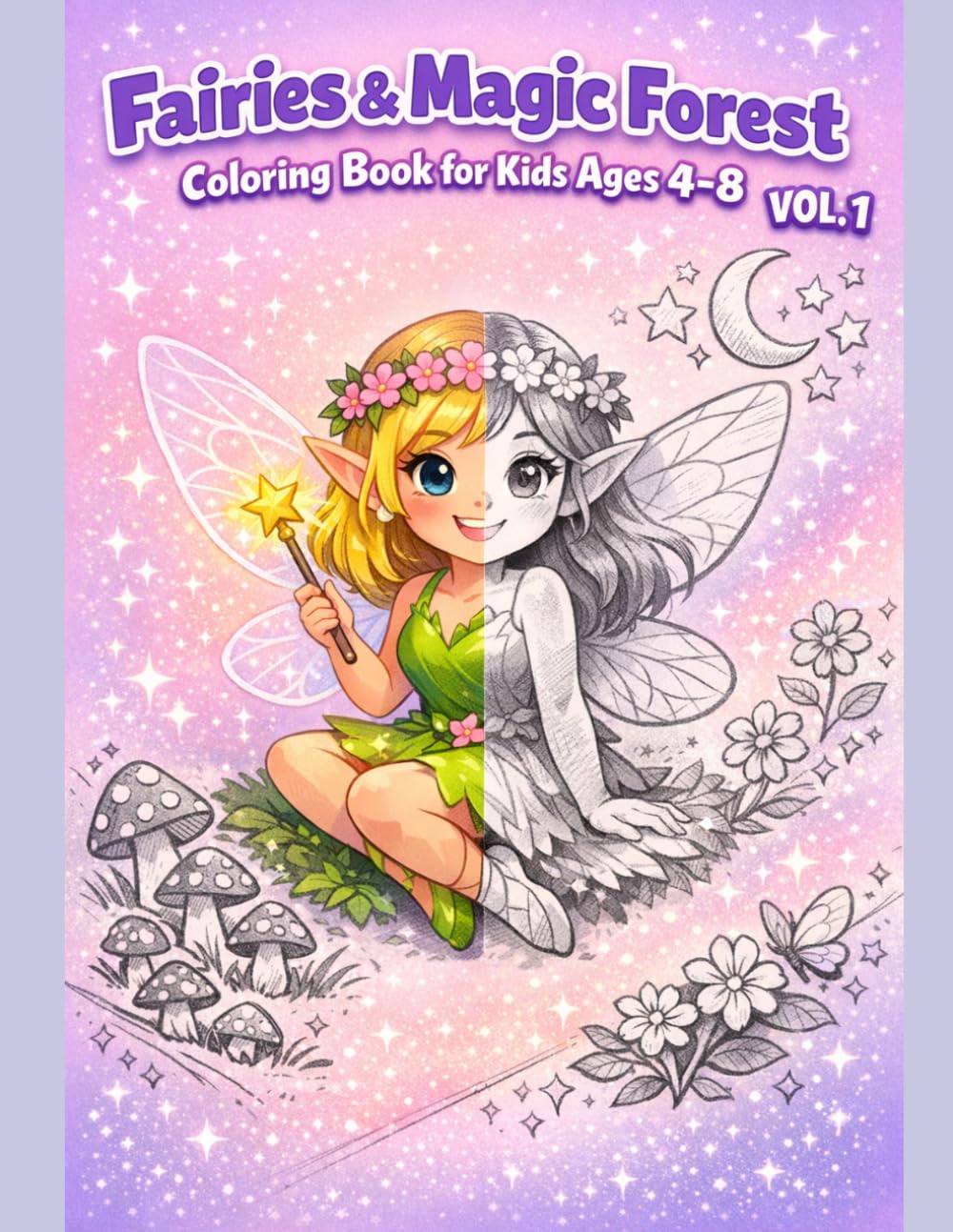 Fairies & Magic Forest Coloring Book for Kids Ages 4–8 — VOL. 1