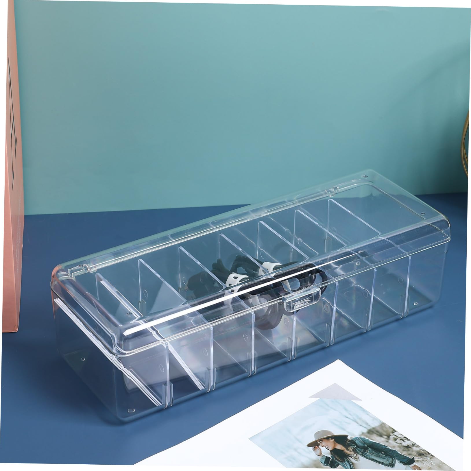 Scatola Organizzatore Cavi Trasparente 2 Pezzi in Plastica | Etichette Incluse, 20 Fascette per Ordinare i Cavi, Uso Versatile per Accessori e Scrivania