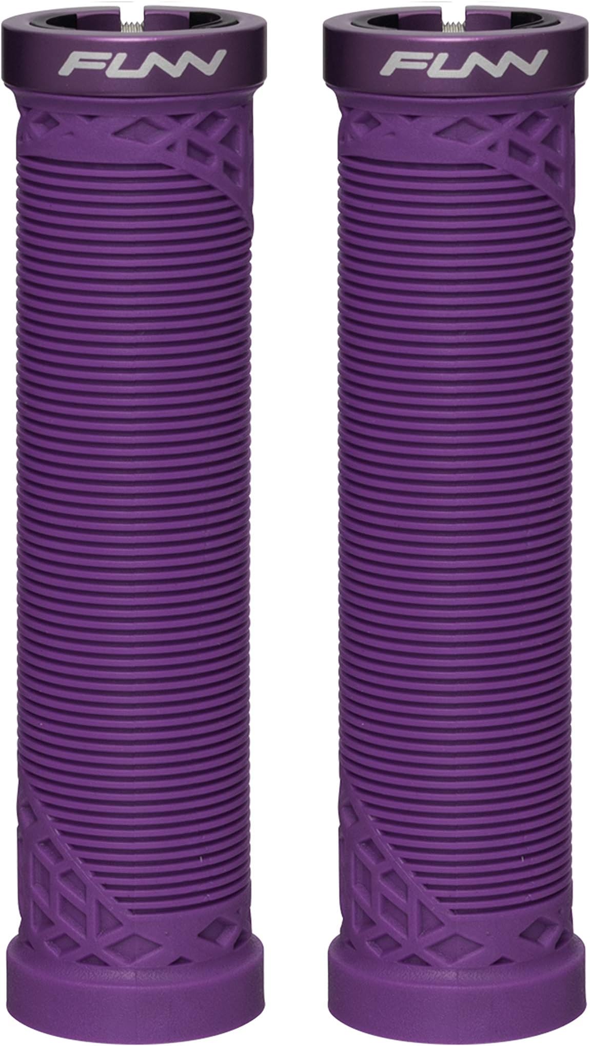Funn Hilt MTB Bike Grips with Single Lock On Clamp | soft-compound rubber, low-profile alloy collar, 22.2mm inner diameter, 96g, for DH, enduro and trail, BMX use