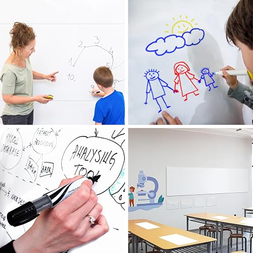 FENTIS Tableau Blanc Sticker Tableau Adhésive et Amovible Autocollant Mural de Décalque de Coller Décoller Whiteboard DIY Pour Ecole Bureau 44x200cm - 7