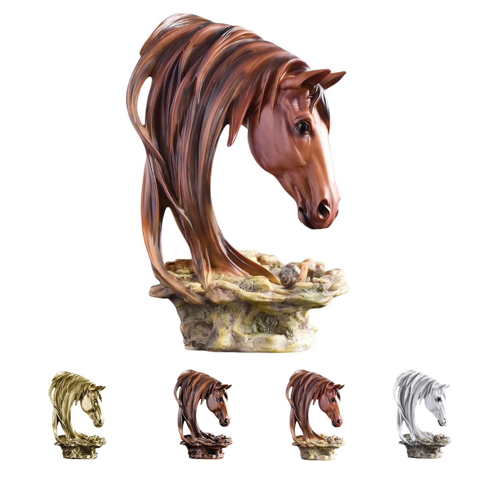 YXCQHZM Animal Horse Statue Decor, Horse Head Sculptures, Vintage Wood Horse Sculpture Decoration Living Room, Abstract Sculpture (C)