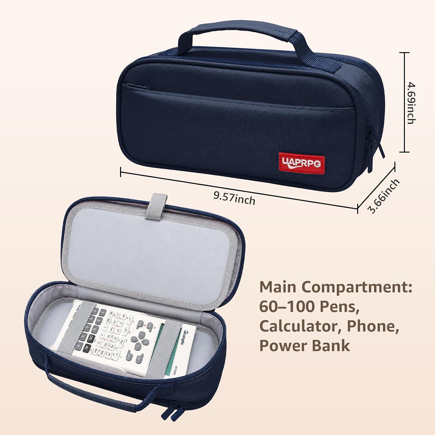 Large Capacity Pencil Case, Waterproof Oxford Cloth Double Zipper Stationery Organizer Bag with Carry Handle, Simple Storage Bag for School, Office, Teens, Girls, Boys, Men, Women