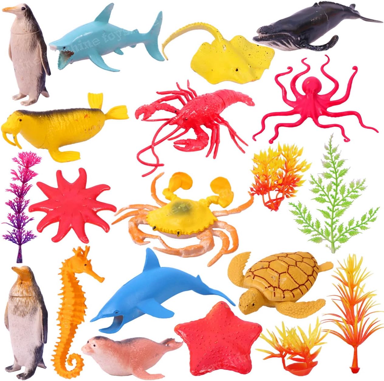 - Toyshine Sea World Animals Toy Figure Playing Set for Kids (Pack of 17)
