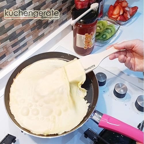Miniatura 2 de Kuchengerate - Juego de 2 esparcidores de crepé de 7 pulgadas y espátula de 12 pulgadas, estructura en forma de T, madera de haya natural hecha a