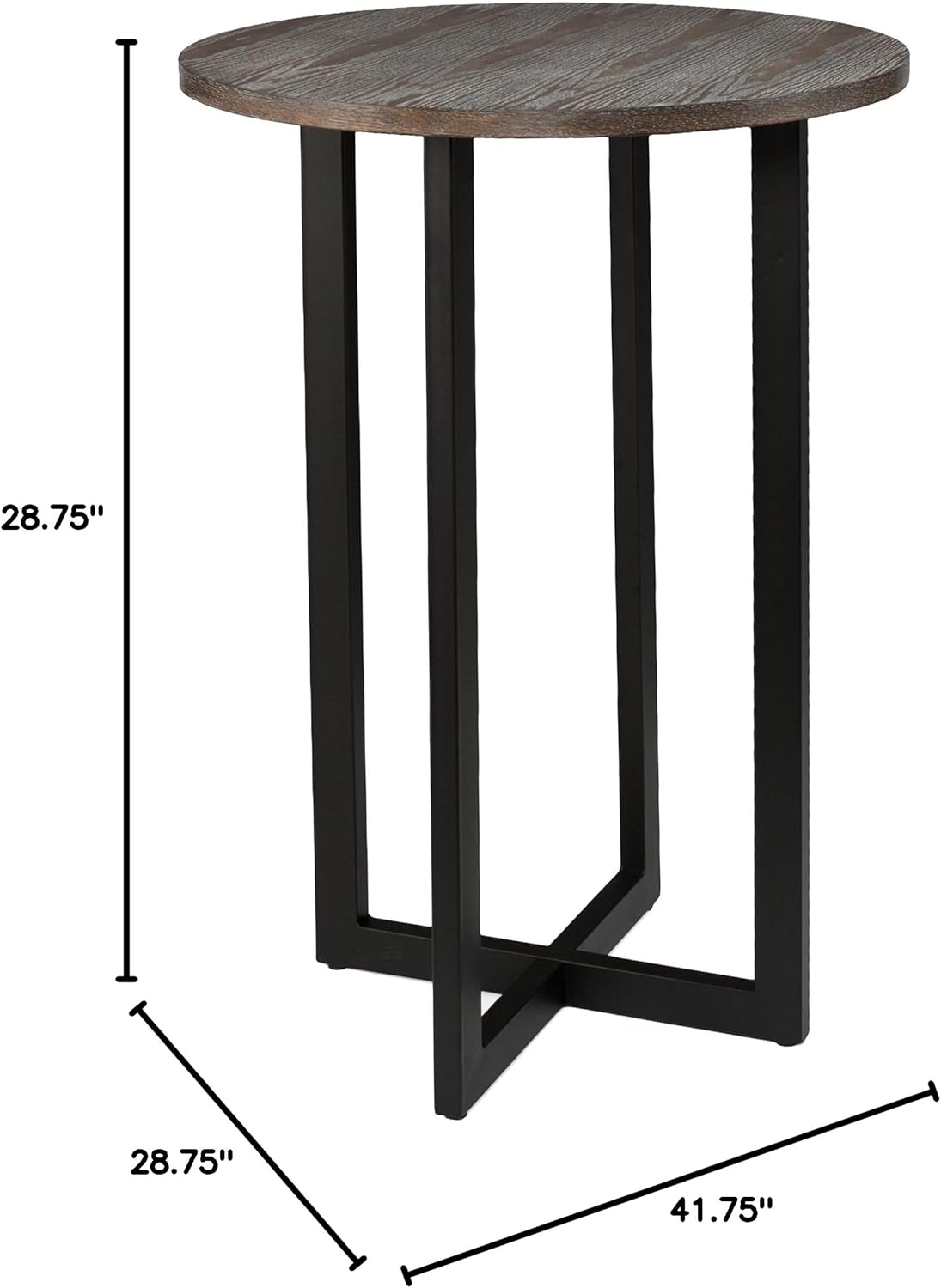 SEI Furniture Danby 42" Bistro Bar Table, Burnt Oak Top with Black Metal Base - Seats Up to 4 People