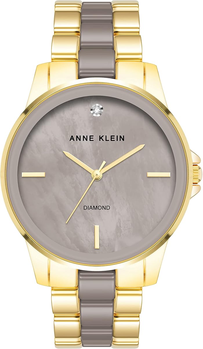 Anne Klein Women's Genuine Diamond Dial Ceramic Bracelet Watch, AK/4120