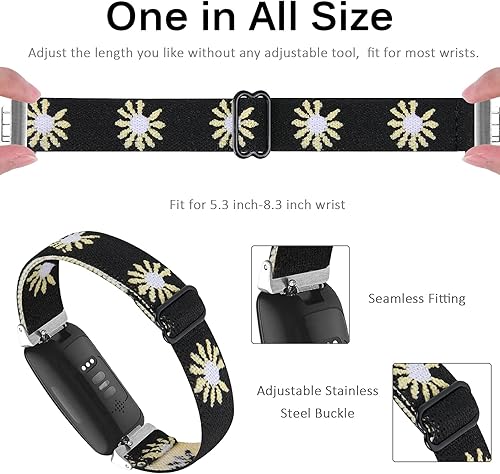 Miniatura 5 de Miimall Compatible con Fitbit InspireInspire 2Inspire HR Banda elástica suave elástica de nailon ajustable Correa de repuesto para Fitbit