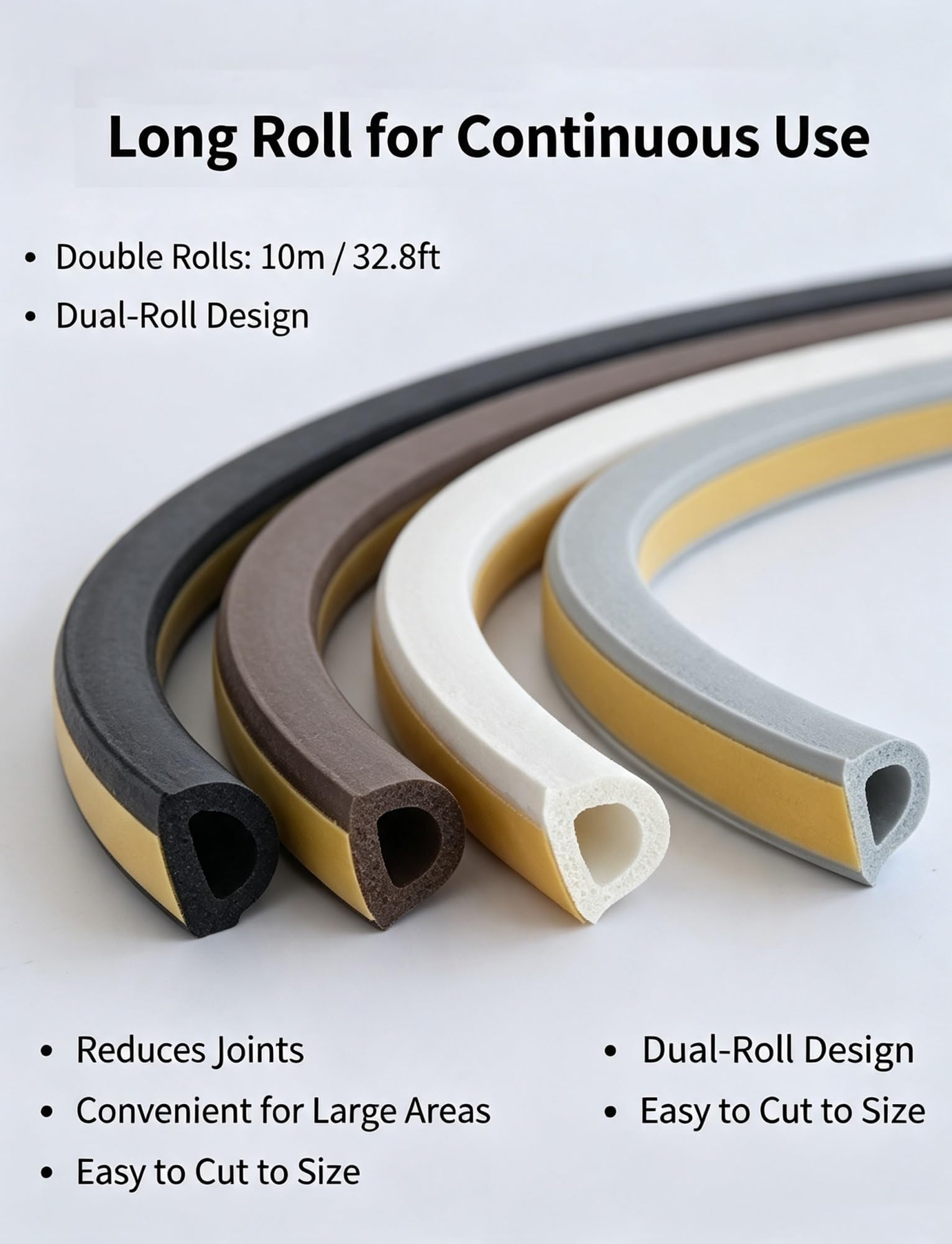 Guarnizione D autoadesiva – 10m nastro gomma schiuma per porte/finestre | Striscia for correnti d'aria for porte e finestre, guarnizione in gomma autoadesiva(Black,WxT: 0.9x0.75cm)