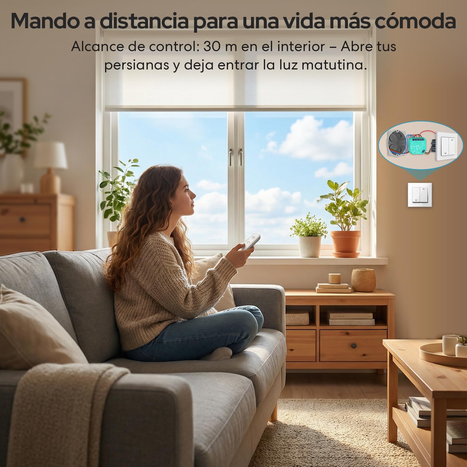 LoraTap Interruptor de Persiana, Receptor Módulo de Relé Inalámbrica con Mando a Distancia RF, Transmisor de Radio 868 MHz, Cortina