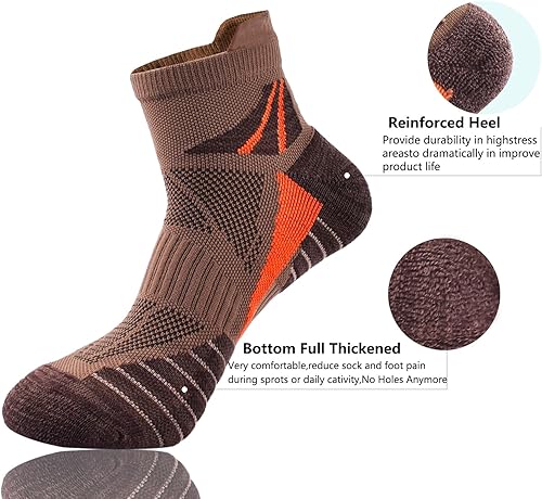 Miniatura 5 de J.WMEET Calcetines atléticos de corte bajo para hombre, de malla de algodón, acolchados, para correr, ventilación, con lengüeta, paquete de 6