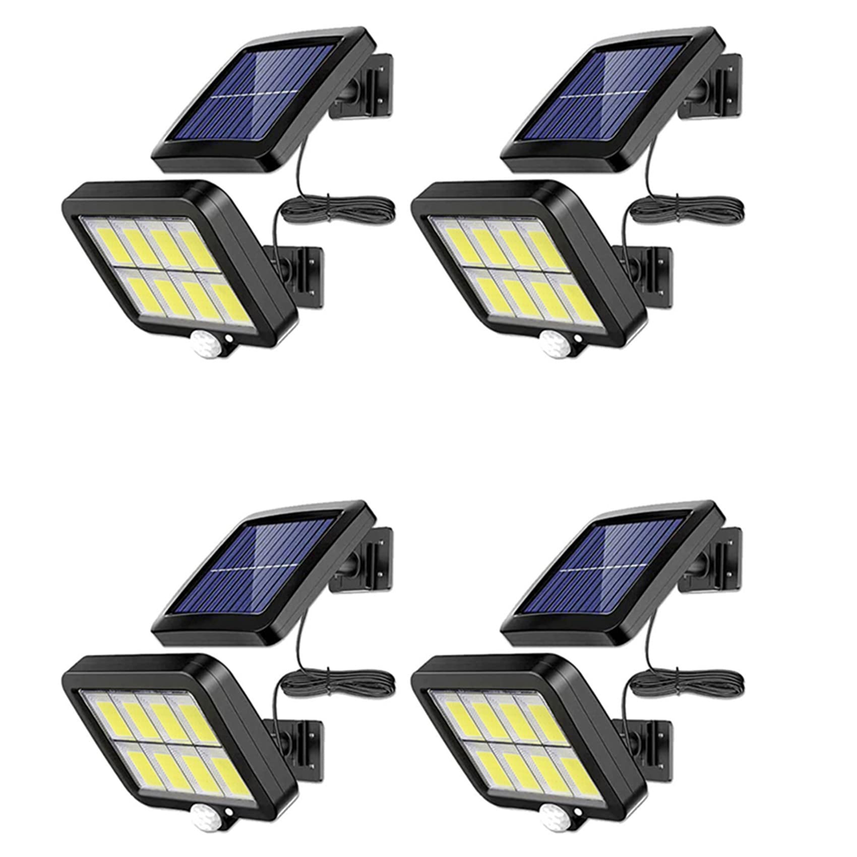 Hndhbfgrt 4Pc 2000 Lumen 160 LEDs Solar Wall Lights IP65 Waterproof Wired Motion Sensor Security Flood Light 360 Degree Adjustable