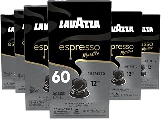 Lavazza Maestro Ristretto Espresso Capsules for Nespresso Original Machines - Dark Roast Arabica Robusta Blend, 60 Aluminum Pods