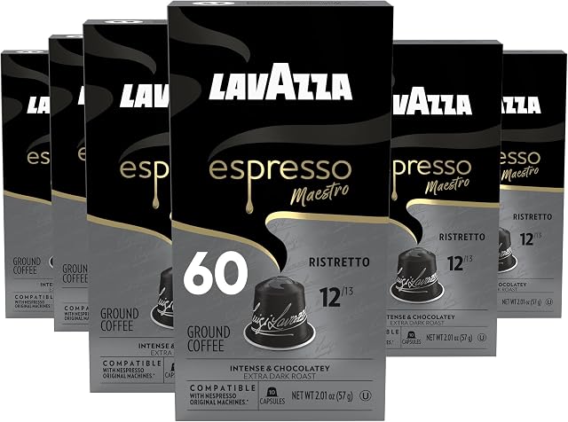 Lavazza Dark Espresso Roast Ristretto Aluminum Capsules Compatible with Nespresso Original Machines