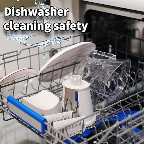 Miniatura 8 de Rallador rotativo de queso mejorado con asa, base de succión fuerte, rebanador giratorio multiusos con 5 cuchillas intercambiables para hielo,