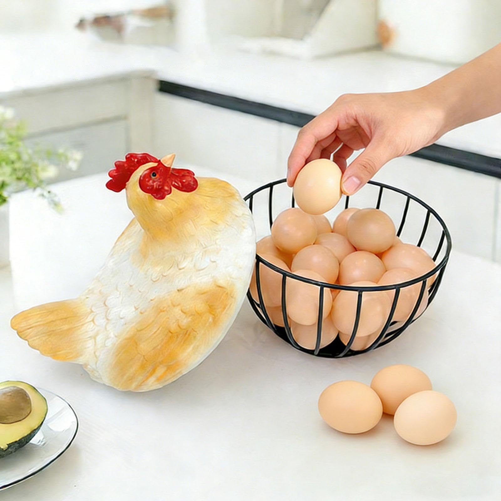 Cesta de Huevos Decorativa con Tapa, Recipiente para Guardar Huevos para El Hogar.