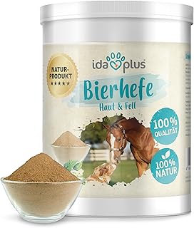 Ida Plus - Reines Bierhefe-Pulver - 500g - 100% Naturprodukt für Hunde, Katzen & Pferde - Futterergänzung für glänzendes Fell & kräftige Haut - reich an B-Vitaminen, Mineralien & Spurenelemente