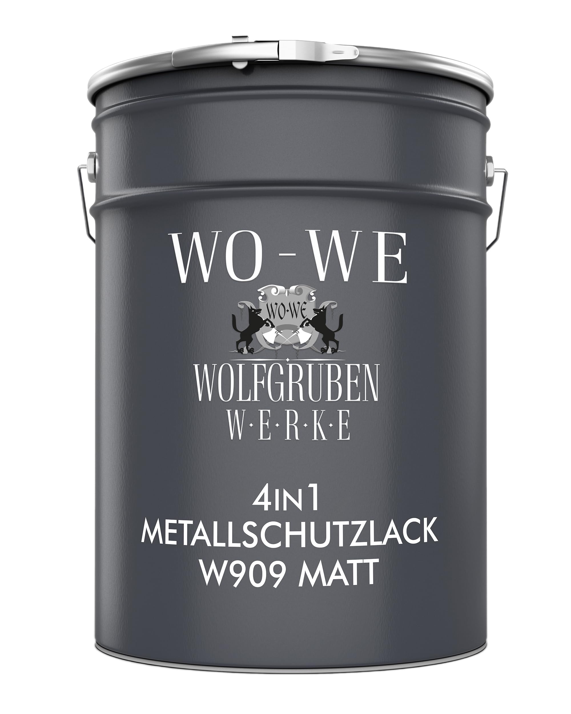 WO-WE Metallschutzlack 4in1 Metalllack Metallfarbe Metallschutzfarbe MATT W909 Anthrazitgrau - 2.5L