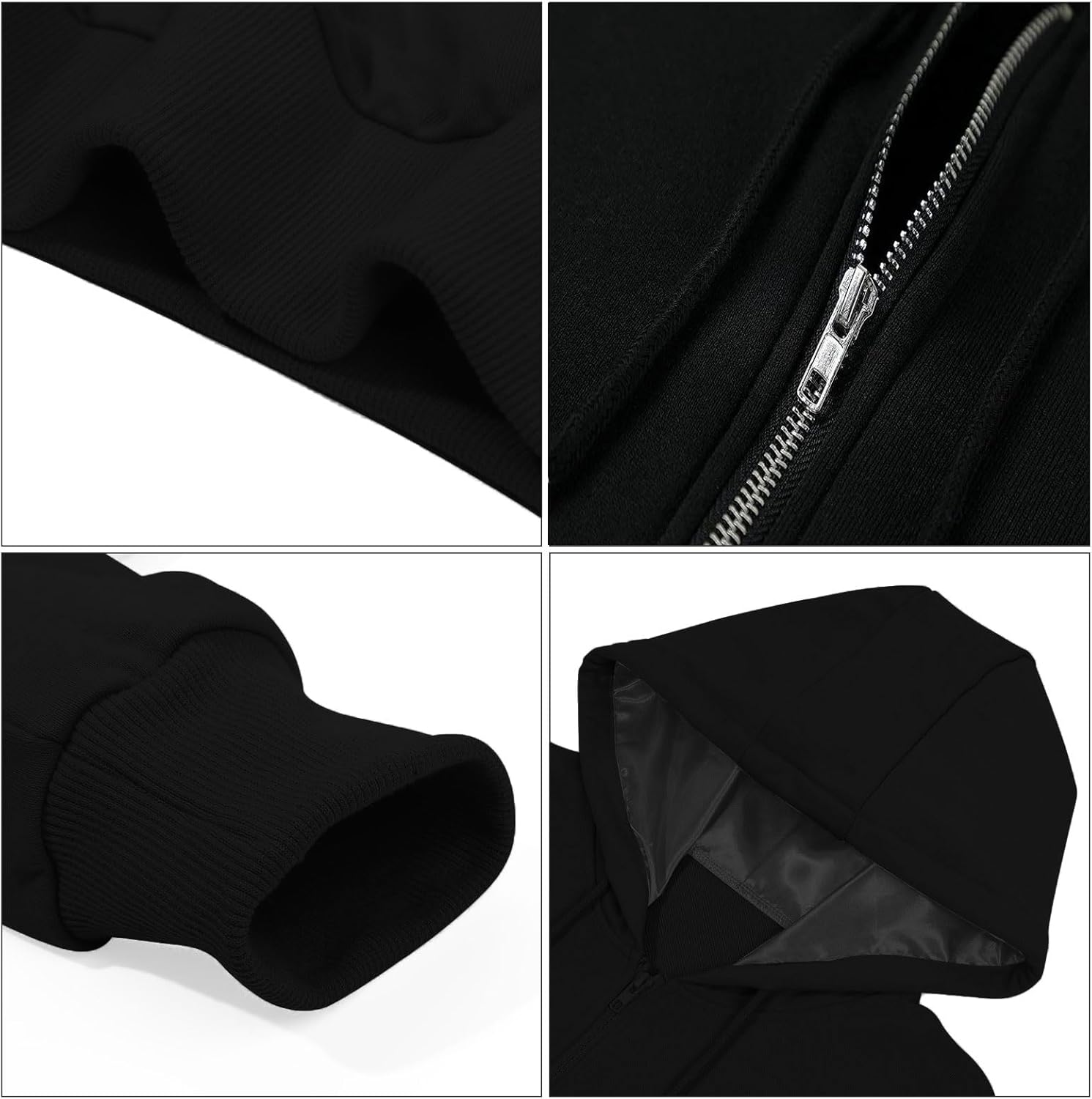 Bocianelli Womens Zip Up Hoodies Satin lined Hoodies Oversized Sweatshirts Fall Sweaters Casual Y2K Jackets Clothes - Image 2