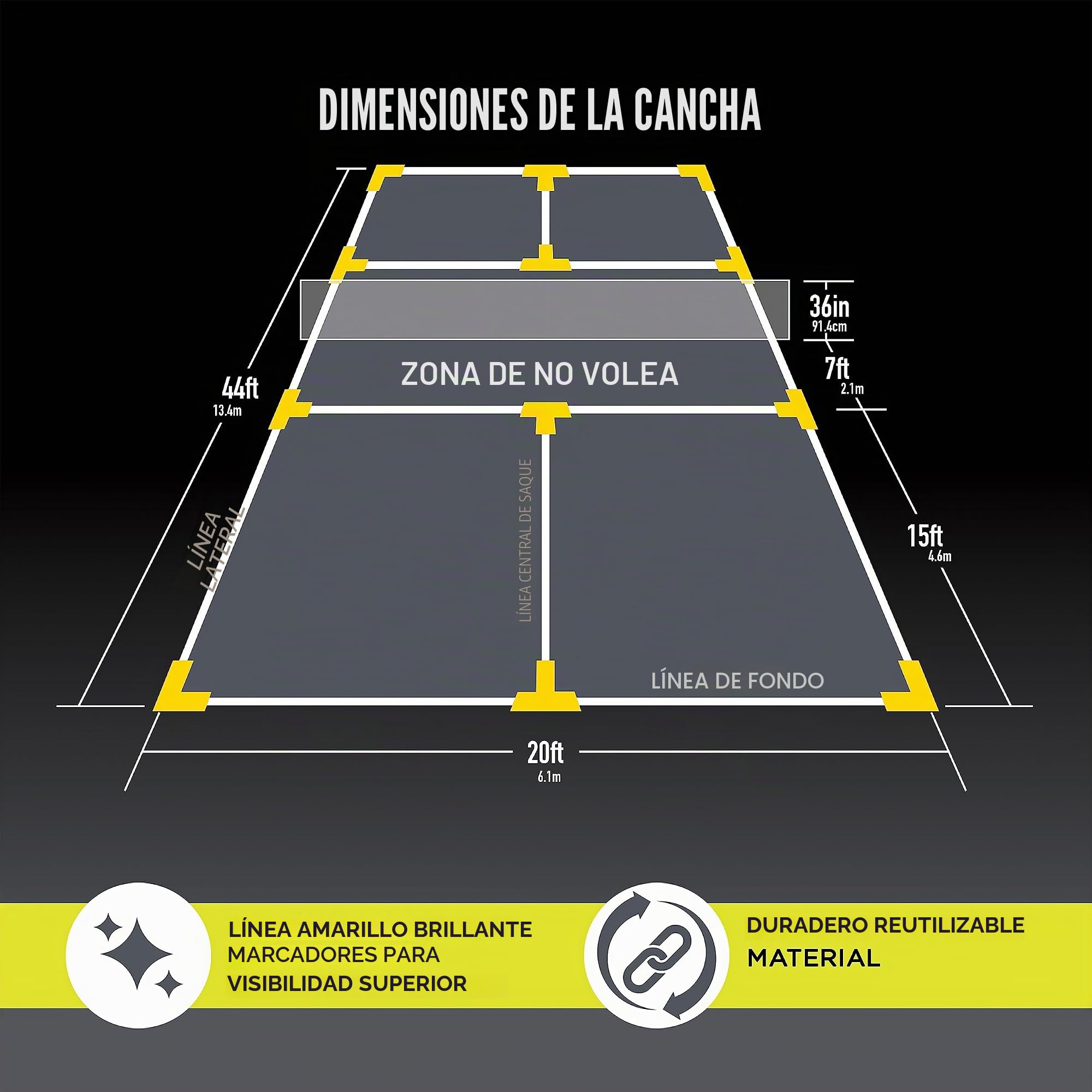 Franklin Sports Pickleball Court Line Marking Kit, Official Size Court Markers with Measuring Tape
