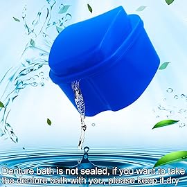 Dental Retainer Cup Holder Mouthguard Cleaning Case with Strainer Basket, Denture Bath Box Storage Cup Holder for Travel Cleaning - Dark Blue