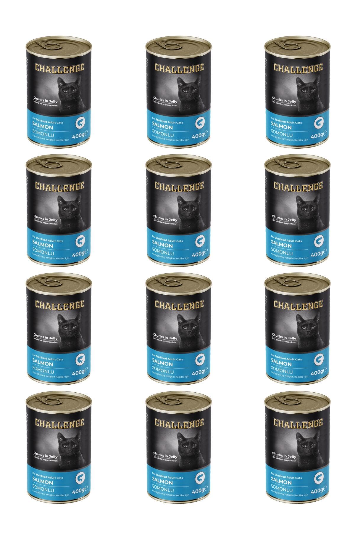 Challenge Somonlu Kısırlaştırılmış Yetişkin Kedi Konservesi 400 Gr X12 Adet