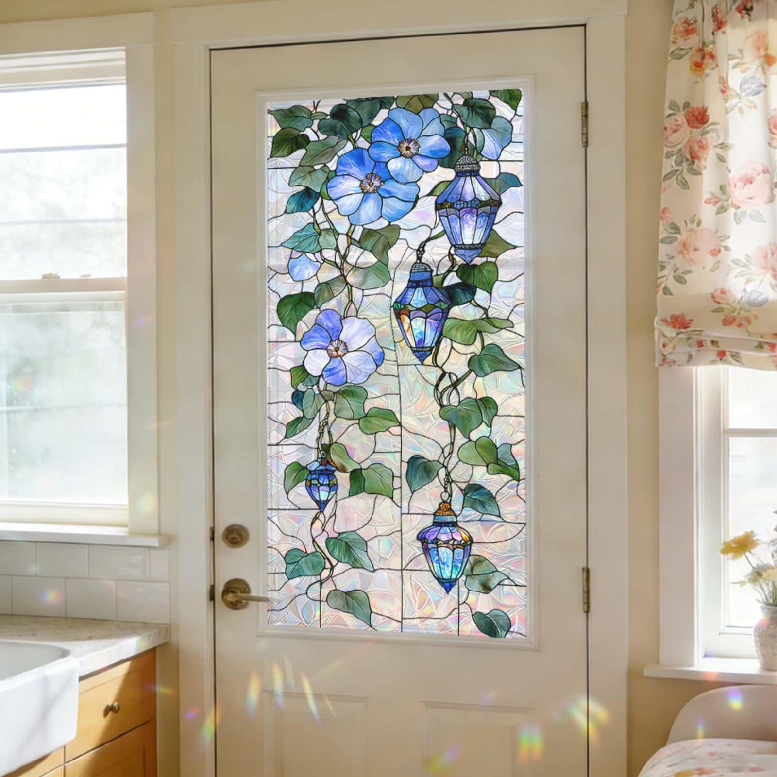 Window Film Privacy 43x100cm Blue Light Privacy Film for Glass Windows Office Kitchen Living Room Bathroom Opaque Reusable Window Stickers for Glass
