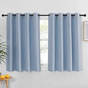 NICETOWN Vintage Blue Blackout Curtain for Living Room - Solid Thermal Insulated Grommet Blackout Panel/Drape for Bedroom Kitchen Window (1 Panel, 52 inches Wide by 54 inches Long)