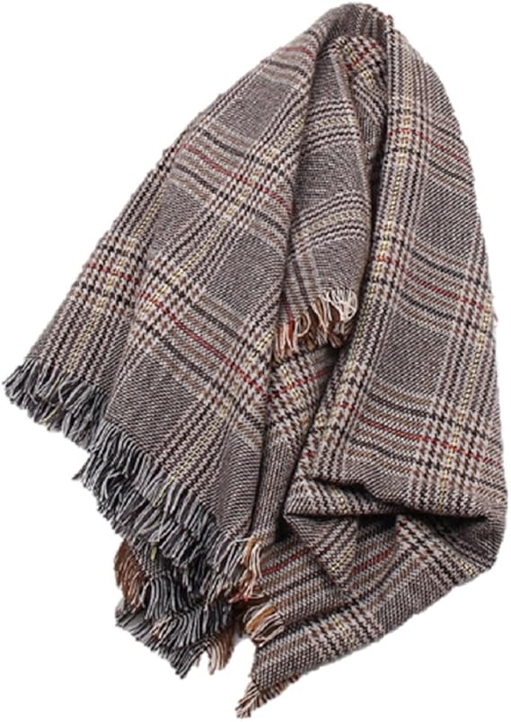 Amazon Nijuh グレンチェック ストール マフラー 羽織り 防寒 大判 フリンジ ひざ掛け レディース グレー マフラー 通販