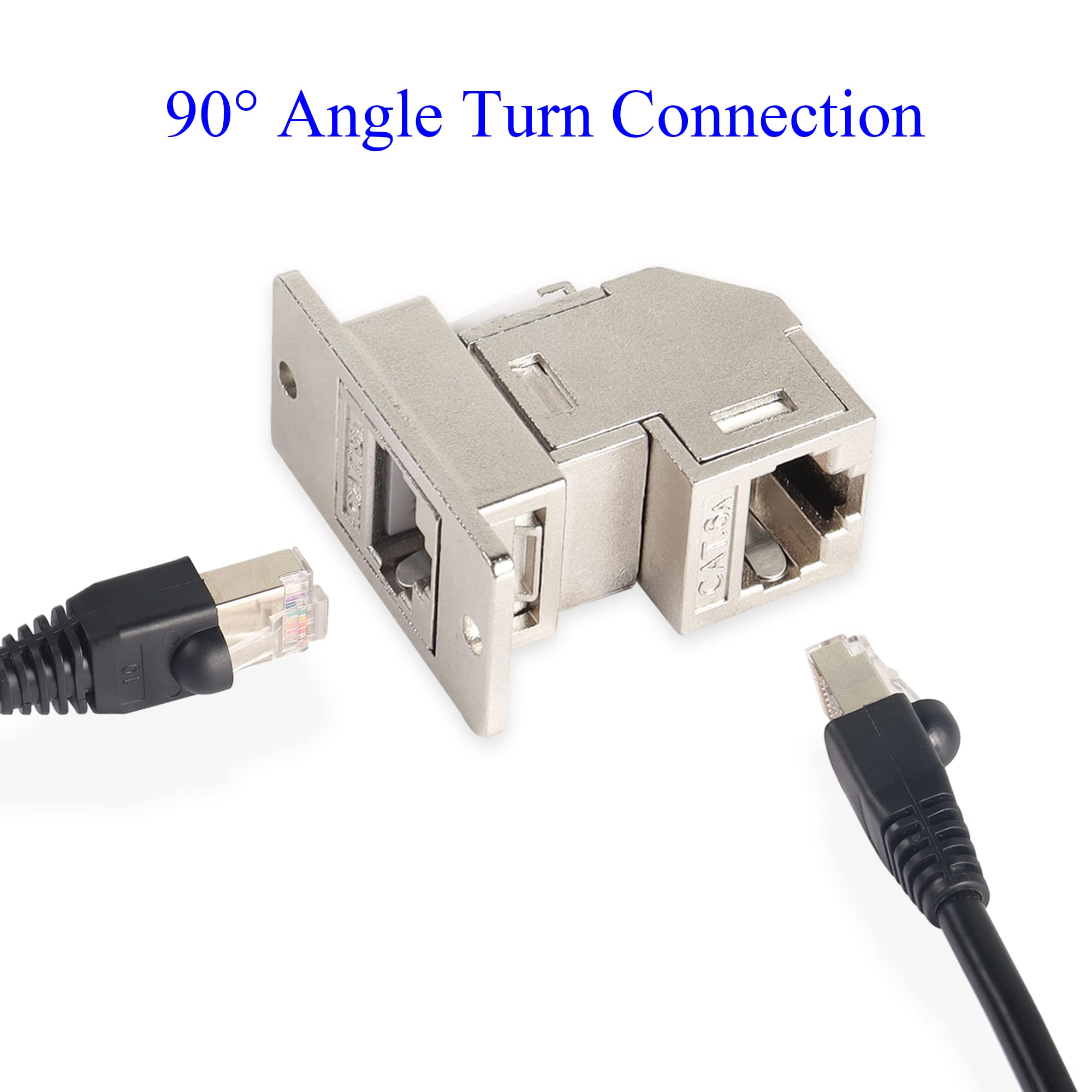 RJ45 CAT6A Panel-Adapter 90° Winkel – Geschirmte Buchse-Buchse, Zinklegierung Für Industrie
