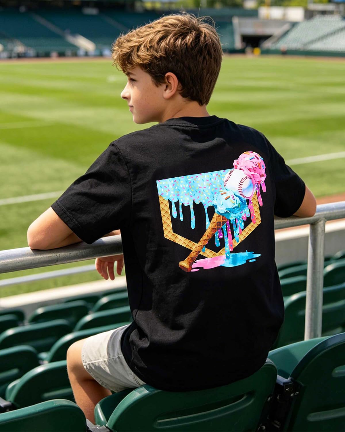 Funnycokid Boys Shirts Kids Baseball T-Shirts Tees for 7-12 Years | Double-Side Graphic Outfits Short Sleeve Printed Clothes