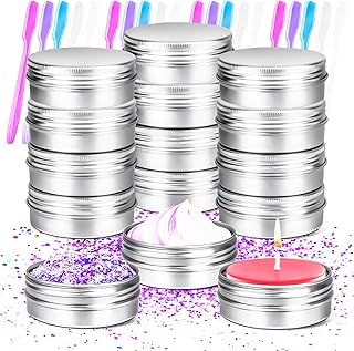MotBach 12 Pack 0.5oz Tin Jars, 15ml Metal Tin cans, 15g 0.5ounce Aluminum tin can jar Containers with Screw Lid for Lotion Bars Spices Salve Balms Ointment Toiletries Cream Sample Makeup Cosmetic