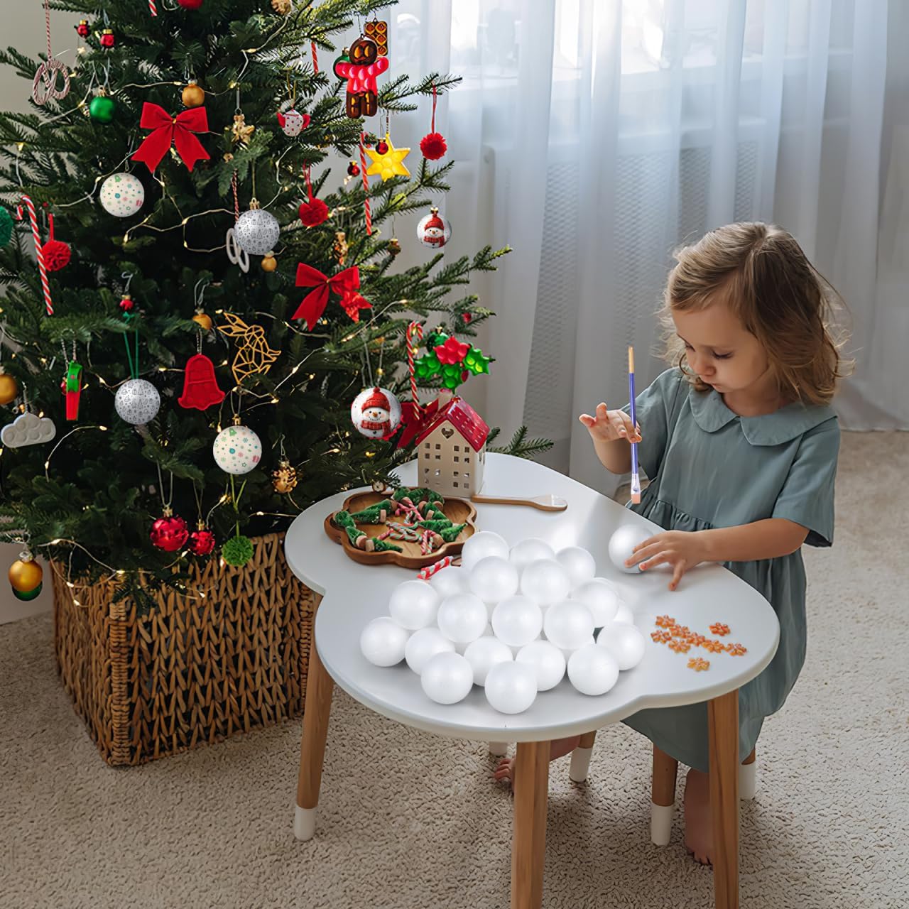 36pcs 2.5 Inch Craft Balls Polystyrene Foam Balls for DIY Crafting Smooth Polystyrene Foam Balls for Decoration Household Projects White
