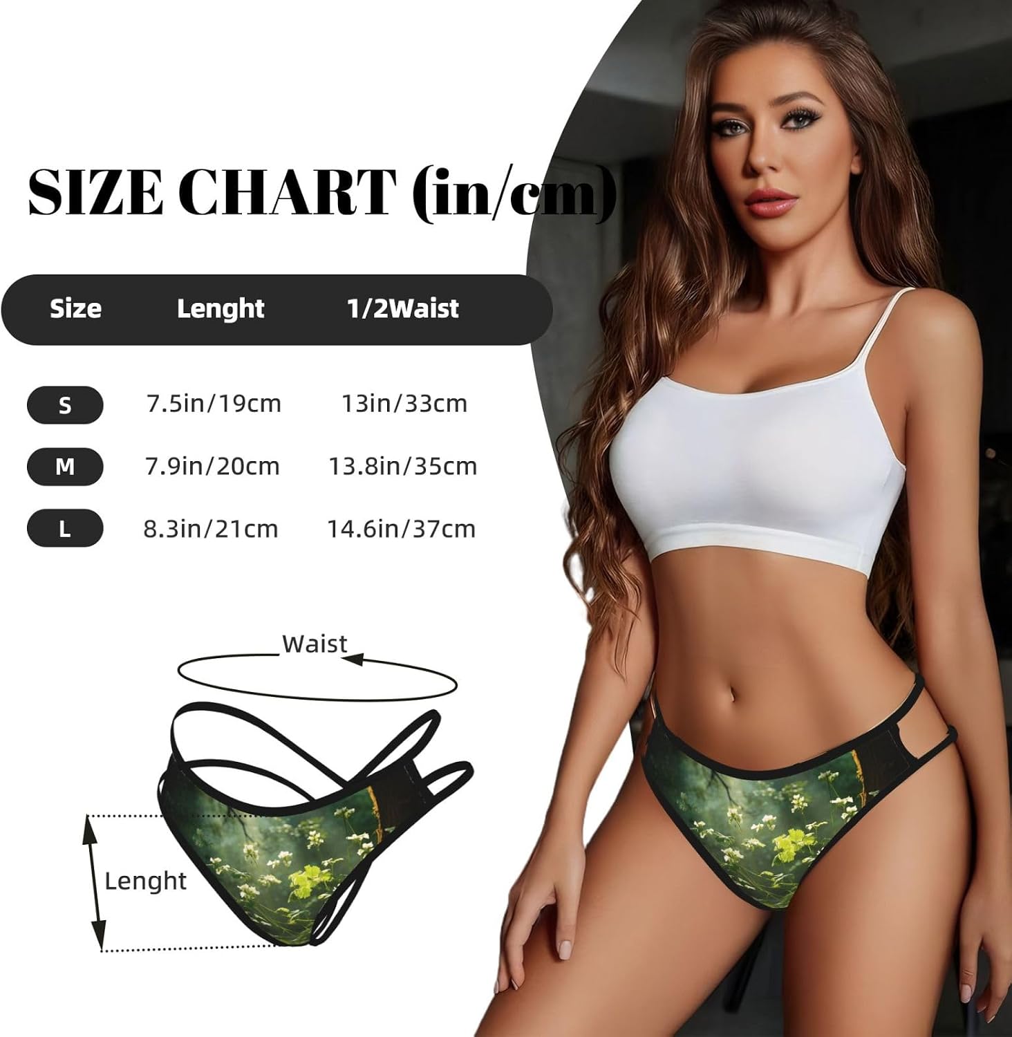 Wild Flowers Birds Leaves Branches Print Sexy Underwear G String Thongs For Women Low Rise No Show Workout Panties For Sports And Yoga Black