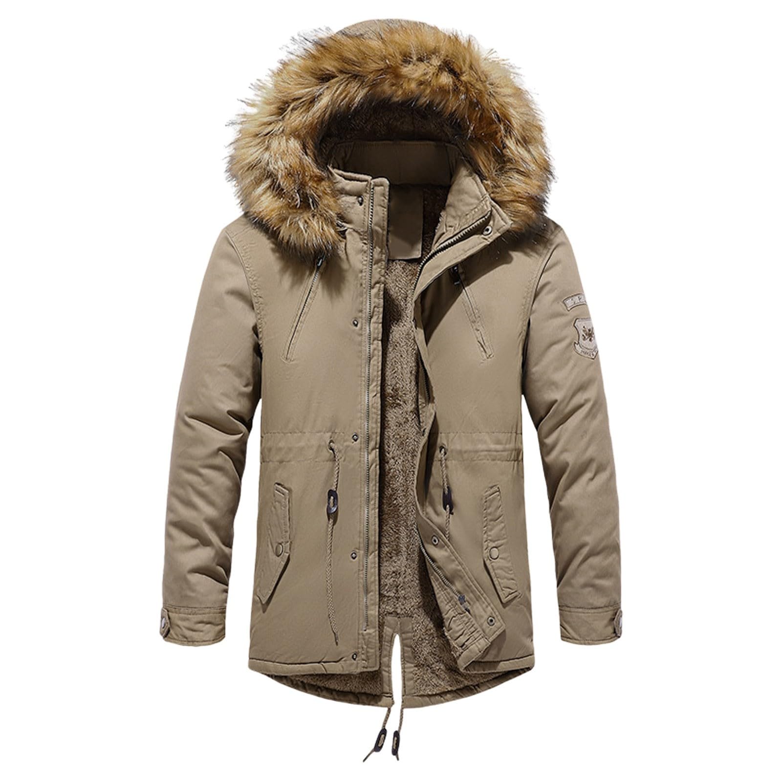 Genérico Abrigo Hombre Invierno,Mangas Largas con Capucha y Cremallera Plumiferos CáLido Acolchado Cazadora Bomber de pan moderno elegante parka para exteriores