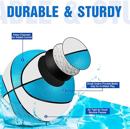 Miniatura 3 de Jenaai Paquete de 6 unidades de baloncesto para piscina de agua de 9 pulgadas con bomba para piscina, aro de baloncesto, impermeable, para piscina,