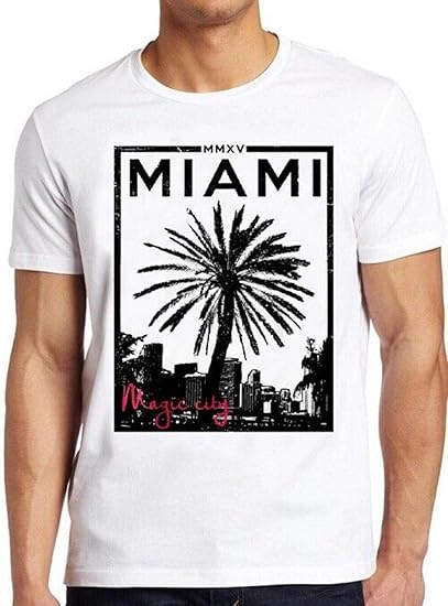 Amazon マイアミtシャツマジックシティビーチのポスターヴィンテージtシャツクール Tシャツ カットソー 通販