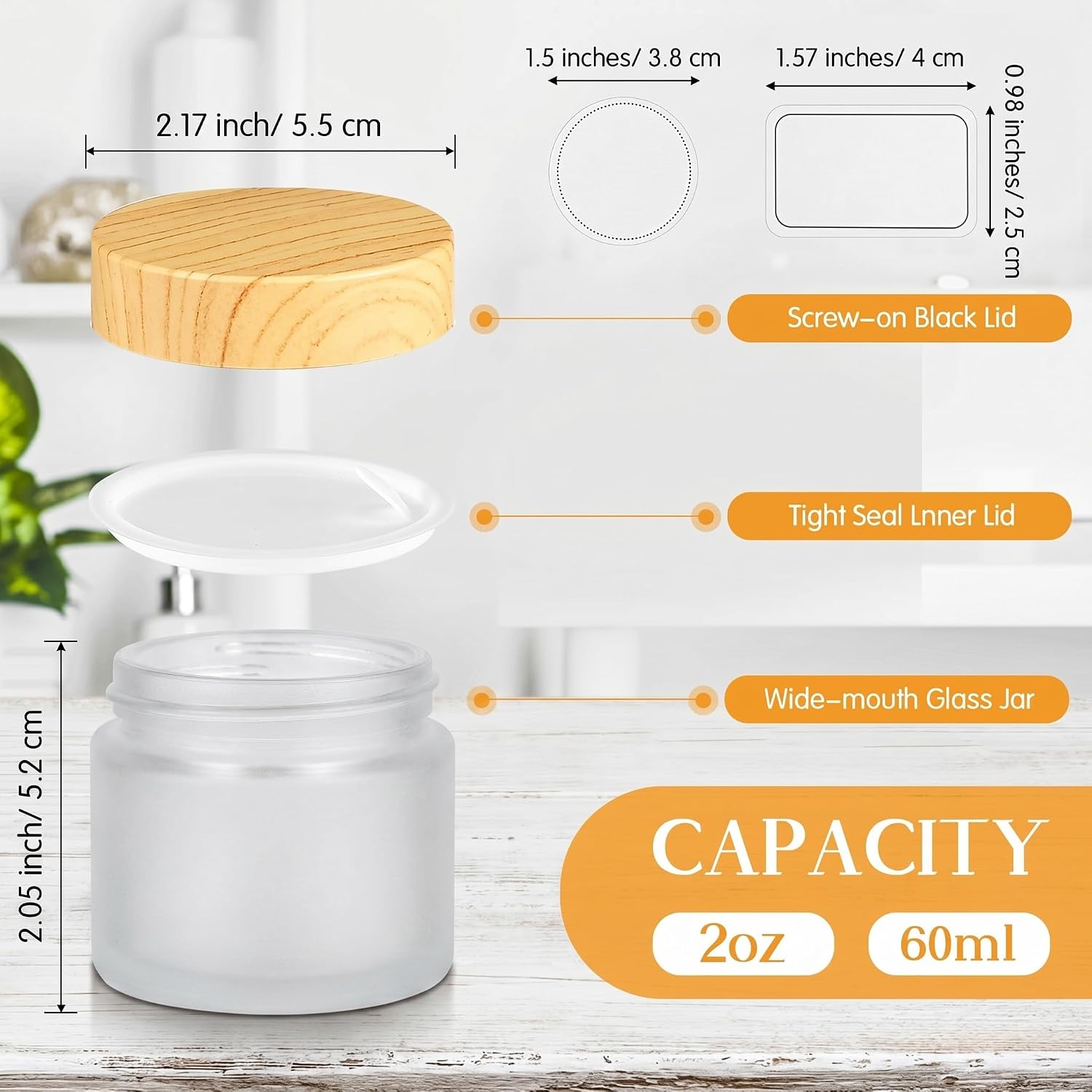 Layhit 24 Pcs 2oz/ 60ml Glass Jars with Lids, Frosted Containers